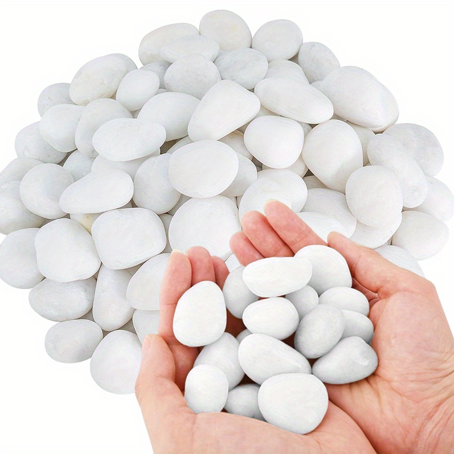 Aquarium Fish Gallery - 200/400g White High Polished Natural Pebbles