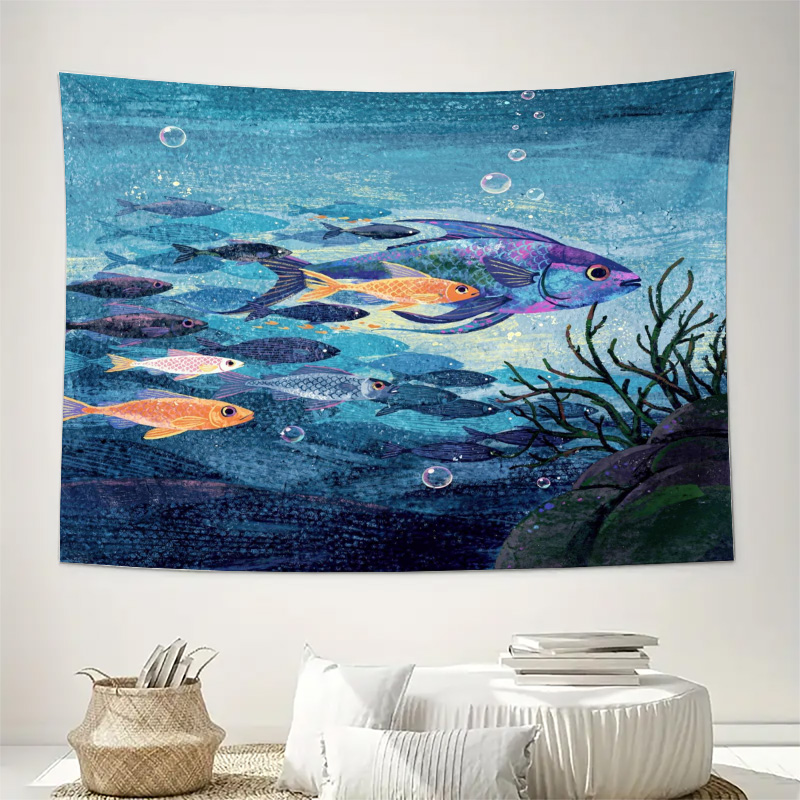 Vibrant Ocean Fish Wall Tapest - Aquarium Fish Under 100 评论和价格